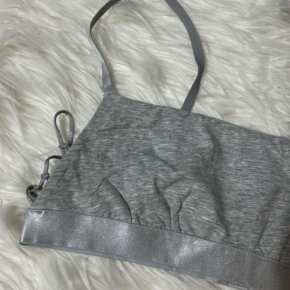 Gray Satin-Trim Bralette with Adjustable Straps - Picture 2 of 12